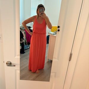 Long coral maxi dress